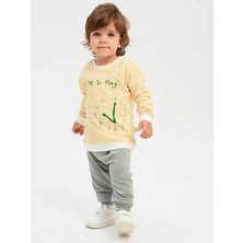 Luggi Baby Bisiklet Yaka Baskılı Erkek Bebek Sweatshirt ve Eşofman Alt 2'li Takım