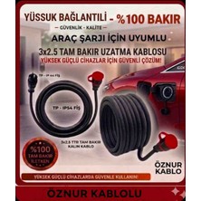DC-ELEKTRO Öznur Kablolu Araç Şarjı Uyumlu 3-40 Metre (3x2.5 mm Ttr Tam Bakır) Yağmur Altında Kullanıma Uygun Uzatma Seyyar