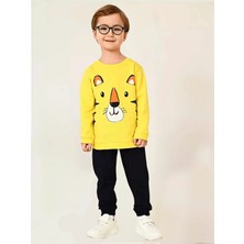 Luggi Baby Bisiklet Yaka Baskılı Erkek Bebek Sweatshirt ve Eşofman Alt 2'li Takım