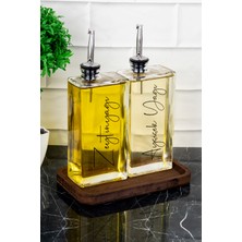 Empressco Dns Home 2li Lüx 500ML Yağdanlık Ahşap Stantlı Gümüş Kapak Cam Yağlık Ayçiçek Yağı Zeytinyağı Sosluk Sirkelik - Fiyatı, Yorumları