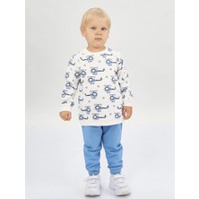Luggi Baby Bisiklet Yaka Baskılı Erkek Bebek Sweatshirt ve Eşofman Alt 2'li Takım