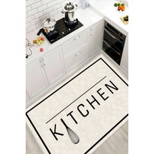 Mortapi Kitchen Yazılı Dijital Baskılı Dekoratif Kaymaz Taban Yıkanabilir Mutfak Halısı