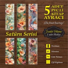 Özen Grafik Kitap Ayracı, PVC Kaplamalı, Püsküllü 5 adetlik set, ebat 5x15cm