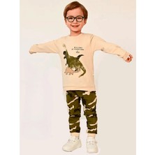 Luggi Baby Bisiklet Yaka Baskılı Erkek Bebek Sweatshirt ve Eşofman Alt 2'li Takım