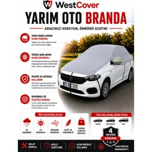 WestCover Renault Megane Iv Sedan  Uyumlu (Reflektörlü-Dikiz) Yarım Oto Branda Güneş Koruyucu Branda Su Geçirmez Uv Korumalı