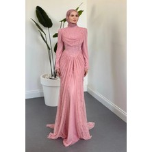 Merven Akyüz Juliet Noir Korse Detay Dantel Abiye Rose