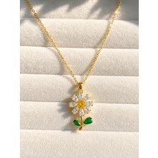 Atalya Accessory Papatya Çiçeği Gold Renk Çelik Kadın Kolye - Kararmaz