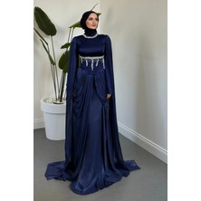 Merven Akyüz Lucy Korseli Arkadan Bağlamalı Abiye Lacivert