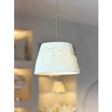 Maison Avf Krem Kadife Süet Eskitme Gold Fiyonk Kurdele Modern Sarkıt Avize