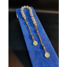 Mryart Beyaz Plastik Inci ve Gold Renk Metal Detaylı
