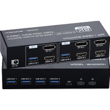 BK Teknoloji 8k @60Hz Çift Ekran HDMI + Displayport Kvm Switch - 2 Pc x 2 Monitör Kontrol Merkezi