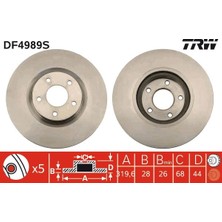 TRW Zengemtx Ön Fren Diski Nissan Qashqai 07-13 Juke 14-19 Renault Koleos I 08- 320X28 5 Delik Hali