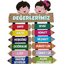 Ngüzel Keçe Tasarım Değerlerimiz Kız Erkek Figürlü Pano, Okul Öncesi, Anaokulu, Ilkokul, Kur'an Kursu