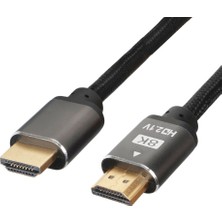 BK Teknoloji 8k 60Hz HDMI 2.1 Ultra Hd 48GBPS Örgülü Görüntü Kablosu - 1.5 Metre
