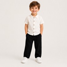 Utaher Miniwear Erkek Çocuk Müslin Kumaş Kısa Kollu Gömlek & Rahat Pantolon Takımı