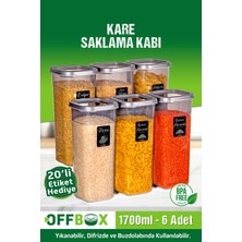 Empressco Offbox 6 Adet 12 Parça 1,7 Litre Jumbo Boy Kare Erzak Saklama Kabı Seti 20 Etiket Hediyeli - Fiyatı, Yorumları