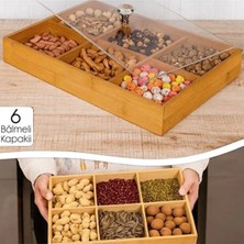 Empressco Eviniz Güzel 6 Bölmeli Kapaklı Bambu Çerezlik Kahvaltılık Organizer Şeffaf Kapaklı Kuruyemiş Sunum Kutusu - Fiyatı, Yorumları