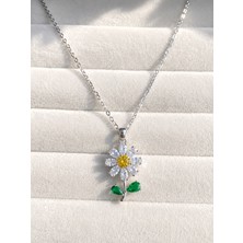 Atalya Accessory Papatya Çiçeği Gümüş Renk Kadın Çelik Kolye - Kararmaz