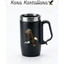 Promopanya Kara Kartal 280ML Bardak Termos Bardak -Isim Yazılabilir Taraftar Termos Bardak-Kişiselleştirilebilir