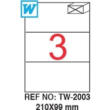 Sahra Lazer Etiket 210X99MM 3lü A4 100 Yaprak Etiket
