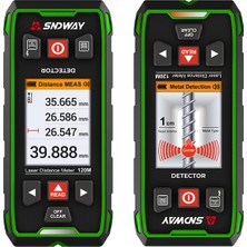SNDWAY SW-6100GT Duvar Metal-Ahşap Dedektörü & Lazer Mesafe Ölçer 120M