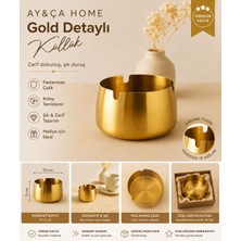 AY&ÇA Home Gold Metal Küllük Modern Tasarım Şık ve Zarif Küllük Gold Kül Tablası