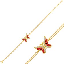 Avensyy ​925 Ayar Gümüş Gold Mineli Kelebek Bileklik