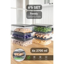 Empressco Meleni Home 6 Adet Dikdörtgen Erzak Saklama Kabı - Mikrodalgaya Uygun Düzenleyici Organizer 2,7 Lt Gri - Fiyatı, Yorumları