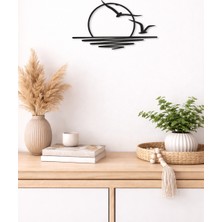 Bel&Co Home Minimalist Gün Batımı ve Martı Duvar Dekoru 30X17 cm – 3mm Siyah Mdf Lazer Kesim Duvar Süsü