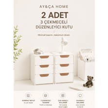 AY&ÇA Home 2 Adet Tidy Ofis Mini Çekmece Organizer 3 Çekmeceli Çok Amaçlı Düzenleyici-Takı Hobi Ofis Organizeri
