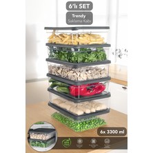 Empressco Meleni Home 6 Adet Dikdörtgen Erzak Saklama Kabı - Mikrodalgaya Uygun Düzenleyici Organizer 3300ML Gri - Fiyatı, Yorumları