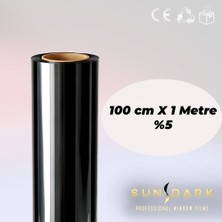 Sundark 100 cm x 1 Metre | Siyah Cam Filmi | Ev • Ofis • Araç Uyumlu