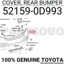 TŞT Toyota Yaris Arka Tampon Reflektör Delikli 2012- 2014- (Oem No:  521590D993)