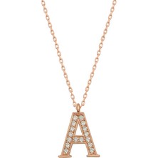 Avensyy 925 Ayar Gümüş Rose A Harfi Kadın Gümüş Kolye