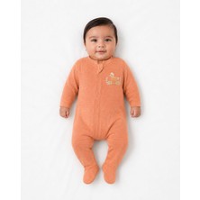 Minik Pamuk %100 Pamuk Fermuarlı Bebek Tulumu Ayaklı Uzun Kollu