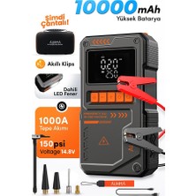 A8822 4-In-1 Akıllı Akü Takviye Cihazı ve Hava Pompası - 10000MAH Powerbank & Sos Fener