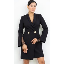 Valerian Moda Özel Koleksiyon Blazer Tarzı Dantel Detaylı Mini Elbise