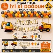 Çavuş E-Ticaret Inşaat Temalı Iş Makinesi Konseptli Doğum Günü Parti Seti,kepçe,kamyon Folyo Balon Seti,inşaat Temalı Balon Zinciri Seti