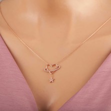 Avensyy 925 Ayar Gümüş Rose Kalp Yıldız Kadın Kolye