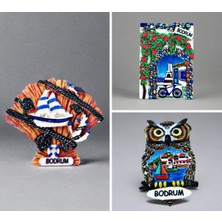 Mundy Bodrum Temalı Kabartmalı Polyester 3 Lü  Magnet Seti Buzdolabı Süsü (KOD:1118)