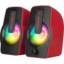 MiraLive Kırmızı - Rgb Işıklı 1+1 Hoparlör Speakaer Set USB Kablo 2.0 Multimedya - 6W (K95)