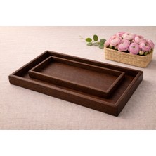 Empressco Barotti Bambu Ikili Tepsi Seti, Servis & Sunum Tepsisi | 20×30 cm – 35×25 Cm, Koyu Ton Kahverengi-Akasya - Fiyatı, Yorumları