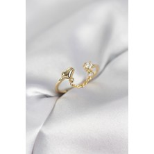Alkasaz Zincir Sallantılı Kalp Model Gold Renk Kadın Yüzük 5886 - ALKHBY2846-1136