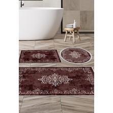 Alanur Home Eko Trend Djt 3 Lü Yıkanabilir Kaymaz Taban Banyo Paspas Seti 616 Klasik Bej