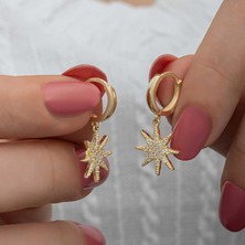 Avensyy Gümüş Gold Sallantılı Kutup Yıldızı Kadın Küpe