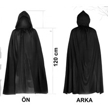 MiraLive Siyah Uzun Pelerin 120 cm Kapüşonlu – Cosplay ve Parti Kostümü (K95)