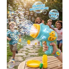 Mavi Su Dünyası Köpük Tabancası Bubble Pilli Ördekli Köpük Tabancası 15 cm