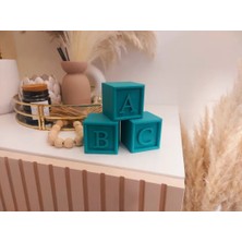 MurayTekno -Dekoratif Alfabe Harf Küp 5X5X5 cm Bebek Odası Doğum Günü Baby Shower Masa Dekoru-1 Adet(Turkuaz)