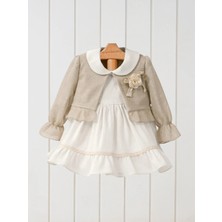 Mymio Bebe Yaka Dantel Detaylı Kız Bebek Elbise ve Bolero 2'li takım