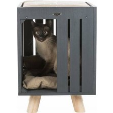 Bezos Kedi Oyun Evi 36X51X36 cm Antrasit Gri Kum Beji